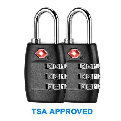 TSA Approved Luggage Locks 2 Pack Three Digit Combination Padlocks Travel Lock for Suitcases & Baggage Black