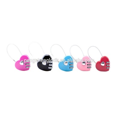 3 digital password security dial combination bag lock in heart shape